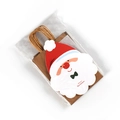 Brown kraft Christmas gift bag featuring a Santa Claus card and Merry Christmas greeting - Kraft Paper Santa Claus / 10 Pieces Pack