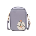 Lavender vertical crossbody phone bag with floral print and adjustable strap - Purple Blue