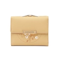 Dreifach gefaltetes Damen-Portemonnaie aus PU-Leder in Warmgelb mit floralem Print und Clip - Gelb