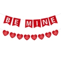 Set di striscioni rossi Happy Valentine's Day con bandiere Be Mine e motivi a cuore - Striscione BE MINE a Coda di Rondine
