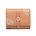 Kurzes oranges Portemonnaie mit Blumenmuster und Metallverschluss für Damen - Aprikose