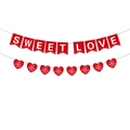 Striscione a coda di rondine oro rosa con scritte SWEET LOVE e Happy Valentine's Day - Striscione SWEET LOVE a Coda di Rondine