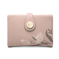 Cartera corta rosa para mujer con estampado de loto y cierre metálico dorado - Rosa Viejo