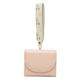 Rosa PU-Leder Klappgeldbörse mit abnehmbarer Blumen-Handschlaufe und goldfarbenem Logo - Rosa