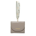 Dettaglio portafoglio grigio in pelle PU con cinturino floreale e finiture in metallo - Grigio