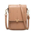Sac bandoulière pour téléphone en cuir PU avec boucle papillon dorée et détails brodés - Rose foncé