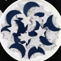 Star and moon confetti set with dark blue moon and silver glitter star shapes - Blue Silver Star and Moon Style