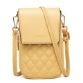 Dettaglio mini borsa in PU giallo pallido con trapuntatura a rombi e ricami floreali - Giallo