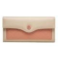 Detail of camellia flower ornament and quilted pattern on beige and pink wallet - Beige Apricot