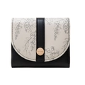 Vista detallada de la cartera floral para mujer con botón a presión grabado Prettyzys - Negro