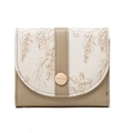 Cartera corta de tres pliegues con estampado floral y hebilla metálica de oro rosa - Verde