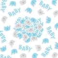 Blue and grey baby shower party confetti with cute elephants and BABY lettering - 100pcs / Elephant Letter Confetti Set