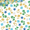 Glitzerndes Hawaii Hochzeit Konfetti mit Palmen Ringen und Champagnergläsern - Hawaii Hochzeit Thema Mix