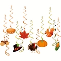 Decorazioni sospese del Ringraziamento con zucca tacchino e foglie di acero festose - Spirali di Thanksgiving