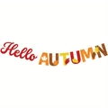 Glittering Hello Autumn banner with maple leaf patterns for festive harvest decoration - Hello Autumn Letter Style (Style 2)