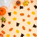 Thanksgiving party confetti set with turkey, pumpkin, and maple leaf table decorations - Thanksgiving Elements Mix