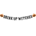 Striscione Halloween Drink Up Witches con zucche glitterate arancioni e lettere nere - Lettera Nera Glitterata con Zucca Arancione (Stile 1) / Nero Glitter (Stile 2)