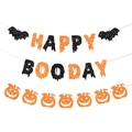 Striscione Halloween Happy Boo Day glitterato con pipistrelli e ghirlande di zucca - Ghirlanda Happy Boo Day con Pipistrello e Zucca Glitterati (Stile 1)