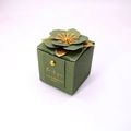 Forest green luxury gift box with 3D paper flower decoration and gold thank you tag - Dark Green Style 1