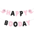 Striscione Halloween Happy Booday rosa e nero glitterato con decorazioni a fantasma - Stile Fantasma Glitterato Rosa E Nero