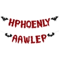 Guirlande d'Halloween avec chauves-souris noires et lettres rouges effet sanglant - Style Pailleté Goutte de Sang Rouge (Style 3)