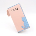 Damen Langbörse in Pink und Blau mit niedlichem Katzenmotiv und Herzensspruch - Rosa