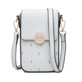 Mini borsa a tracolla per cellulare con stampa floreale arancione e fibbia dorata tonda - Grigio