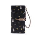 Detail of black PU leather wallet with forest pattern and brand buckle logo - Black