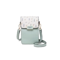 Sac bandoulière portable vert menthe pour femme avec imprimé feuilles et boucle dorée - Vert