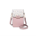 Mini borsa a tracolla per cellulare in pelle PU rosa e bianca con motivi - Rosa