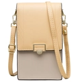 Vertical PU leather crossbody phone bag in apricot and light taupe color blocking - Yellow