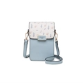 Petit sac à bandoulière en cuir PU bleu clair avec rabat blanc à motif floral - Bleu Ciel