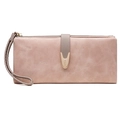 Vintage lange Damen Geldbörse in Altrosa mit dekorativem Riemen und praktischer Handschlaufe - Rosa
