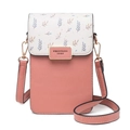 Borsa porta cellulare in pelle rosa e bianca con stampa a foglie e dettagli dorati - Arancione Zucca