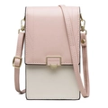 Vertical PU leather crossbody phone bag in pink and white with gold metallic buckle - Pink