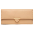 Portafoglio lungo da donna in pelle nude con fibbia dorata e dettaglio a cuore chic - Rosa Arancio