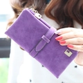 Portefeuille long vintage violet pour femme avec finition mate et fermeture éclair - Violet
