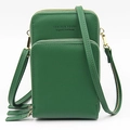 Borsa a tracolla per cellulare verde scuro con tre cerniere in pelle sintetica testurizzata - Verde