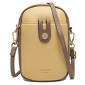 Borsa a tracolla bicolore beige e caffè per cellulare con chiusura e zip dorate - Giallo