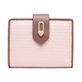 Rosa-braune Bifold-Geldbörse mit Steppmuster und goldenem herzförmigem Verschluss - Rosa
