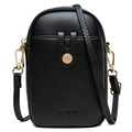 Borsa a tracolla nera porta cellulare in pelle PU martellata con chiusura a scatto - Nero