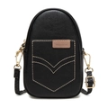 Borsa a tracolla vintage nera opaca per cellulare con cuciture a contrasto - Nero
