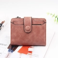 Petit portefeuille femme en cuir PU rose poudré avec bouton pression et fermeture - Rose