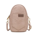 Pink purple matte PU leather vertical phone bag with textured pebbled finish - Pink