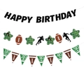Set di striscioni di compleanno rugby con lettere glitterate e decorazioni sportive - Prodotto Finito (Set di Banner di Calcio)