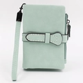 Compact mint green women's wallet with matte finish, wrist strap and zipper pocket - Light Green