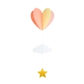 Détail de décoration suspendue 3D en papier avec cœur, nuage et étoile dorée - Style Cœur 4