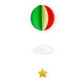 Détail d'une décoration 3D en papier coloré avec nuage blanc et étoile dorée scintillante - Style Boule 4