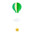 Décoration suspendue montgolfière 3D en papier vert avec nuage blanc et étoile dorée - Style Ballon 2