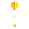 Détail de suspension en papier ballon 3D avec nuages jaunes et étoile scintillante - Style Ballon 4